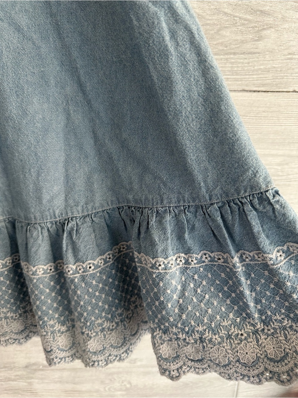 Lauren Ralph Lauren Light Blue Button-Front Maxi Skirt with Lace Ruffle - Picture 5 of 12